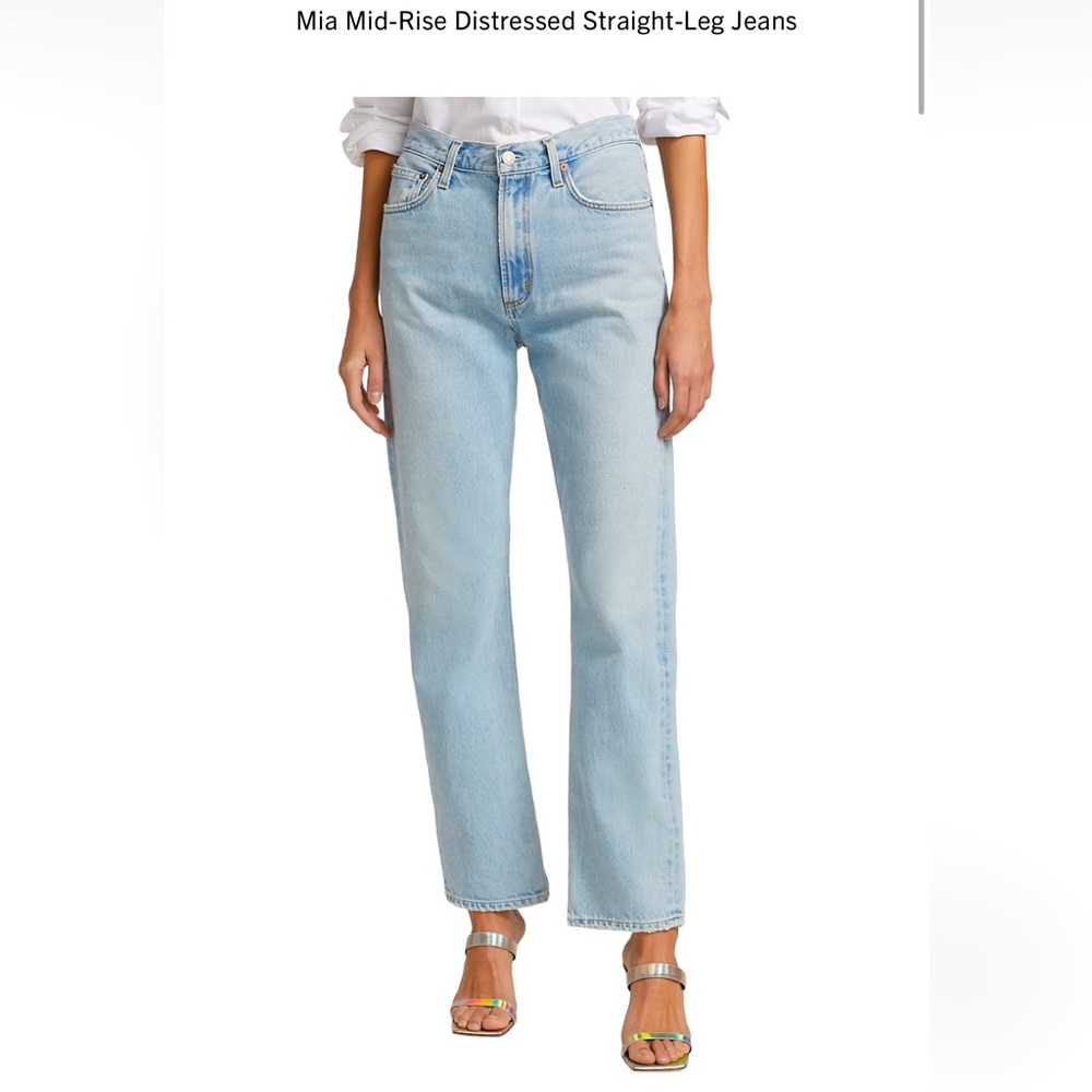 AGOLDE Mia Mid Rise Distressed Jeans in Scene, Size 25, NWT